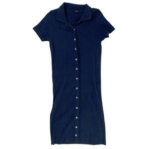 John Galt - Brandy Melville Ribbed Short Sleeve Button Down Mini Dress